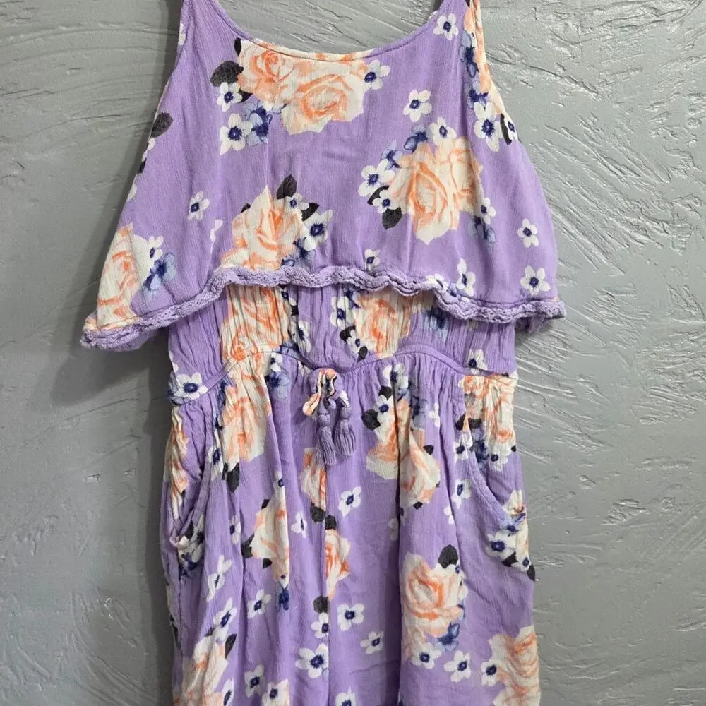 Justice Girls People Flowered Romper with Shoulder Straps size 18